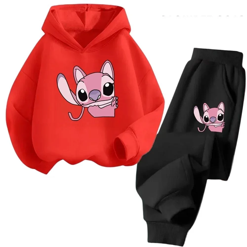 Cartoon Anime Graphic Stitch Hoodie Trucksuit Boys Girls Print Hoodies 3-14 Years Children Clothes Long Sleeve Sweatshir