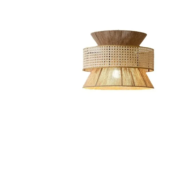 Vintage Chandelier Handmade Hemp Rope Pendant Light For Restaurant Bar Cafe Dining Room Led Rattan Lamp