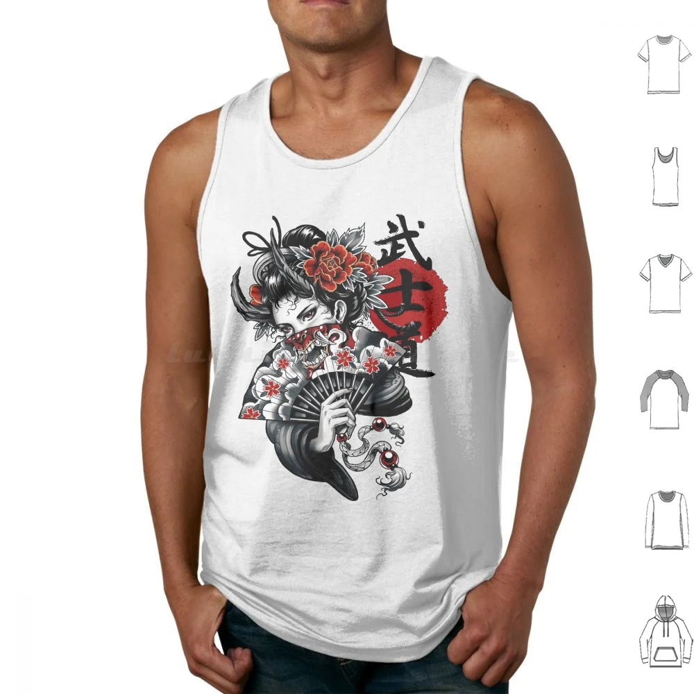 Japanese Geisha Girl Vaporwave Popart Urban Style Tank Tops Vest Sleeveless Geisha Vaporwave Japanese Hipster Future Fashion