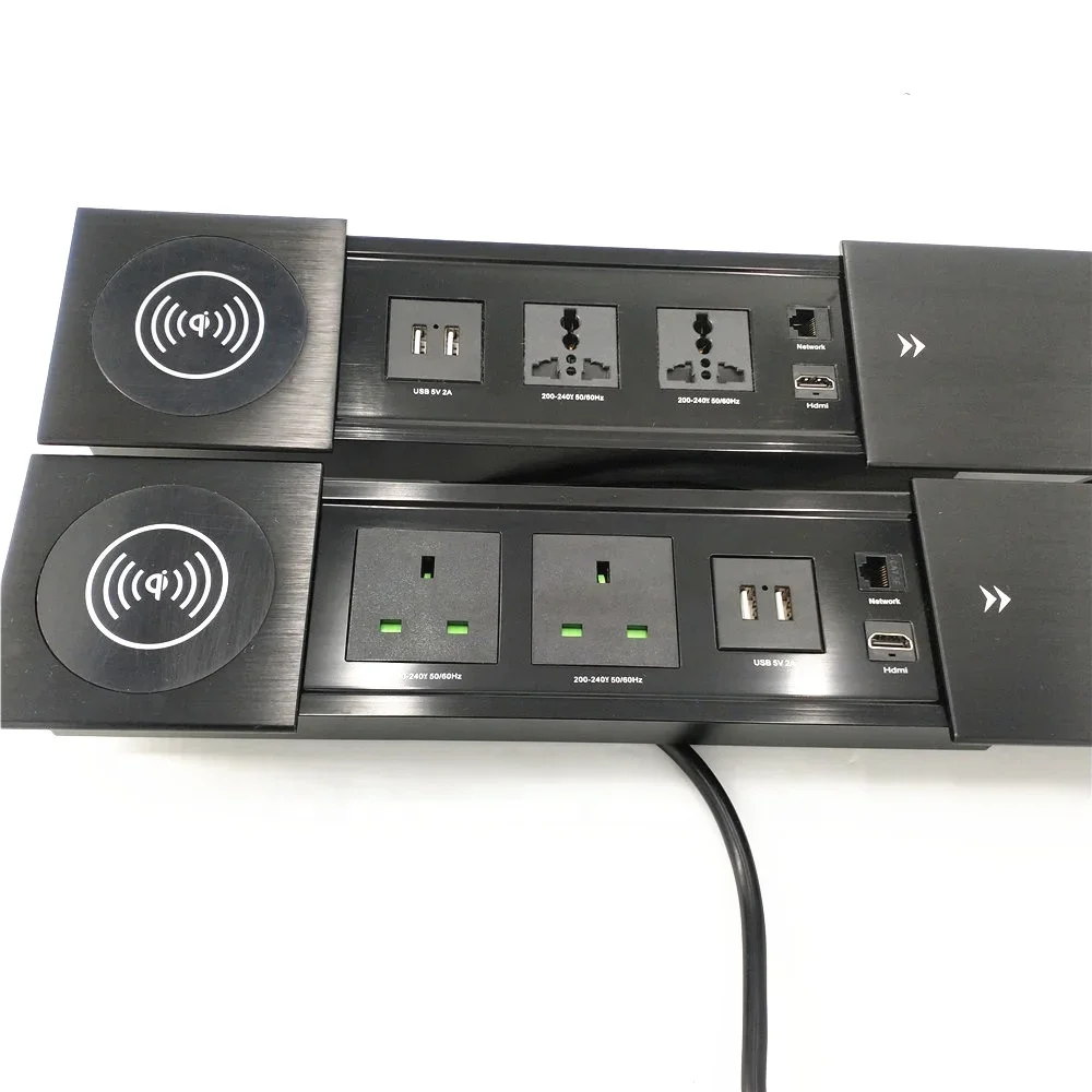 Imagem -04 - Tomada de Embeded Table Hidden Tomada Universal Plug uk Tampa Deslizante Carregador sem Fio Data Conference Tomadas 2000w