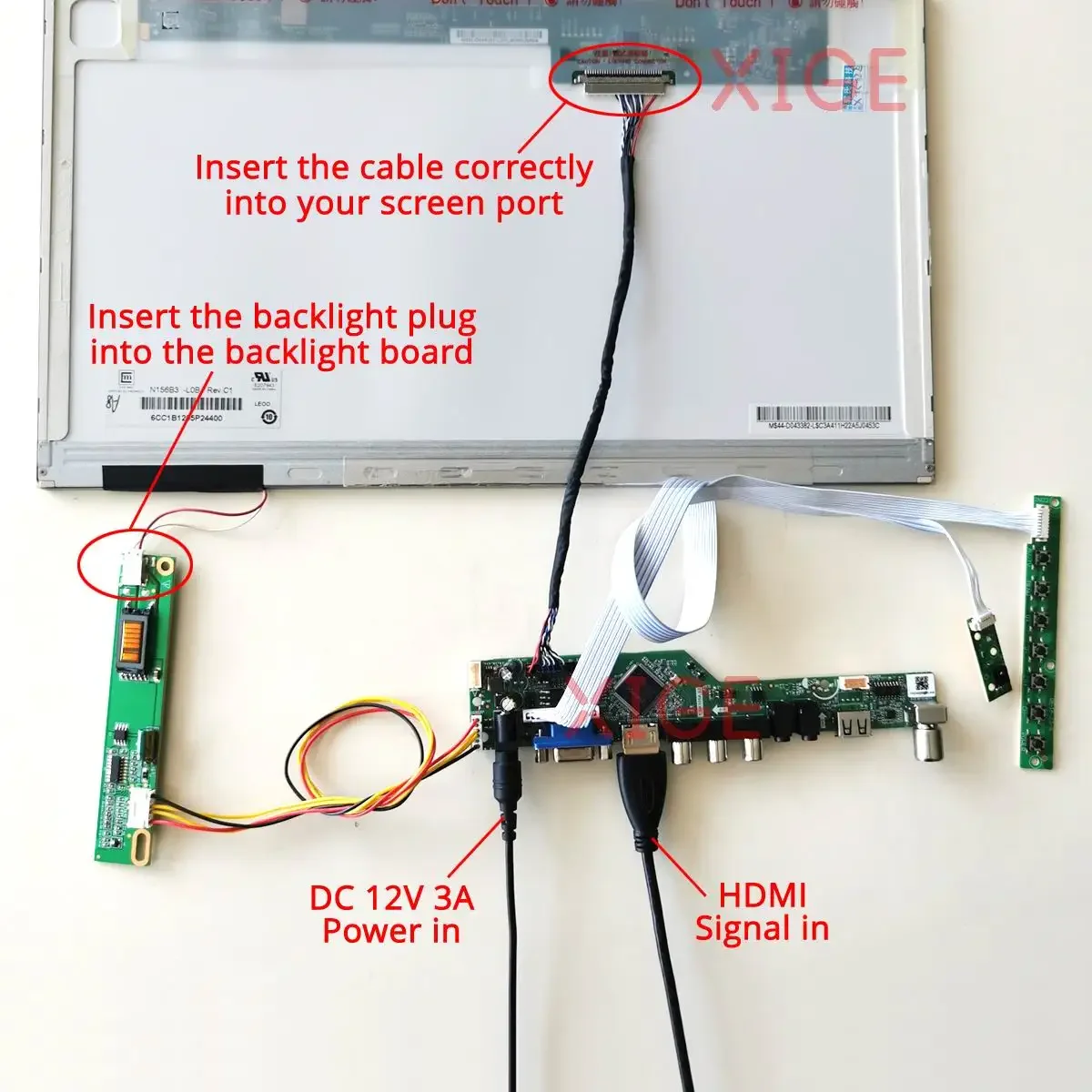 لوحة تحكم محرك الشاشة تناسب QD15XL06 QD15XL09 QD15XL01 QD15XL04 1024*768 USB + AV + VGA + HDMI 30Pin LVDS 1024x768 1CCFL Kit DIY