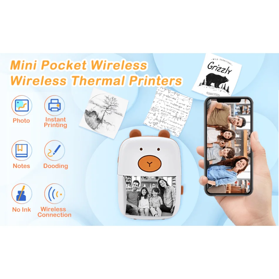 300 DPI Draagbare Mini Printer voor Telefoon - Instant PrintPod