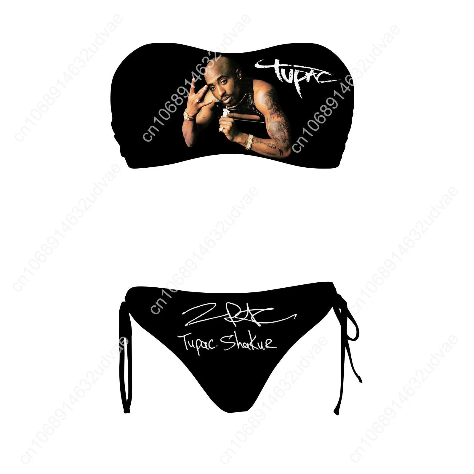 

Tupac Shakur 2Pac Swimsuit Womens Drawstring Two Piece Set Bathing Suits Personalized Swimwear Bikini Customize Beachwear
