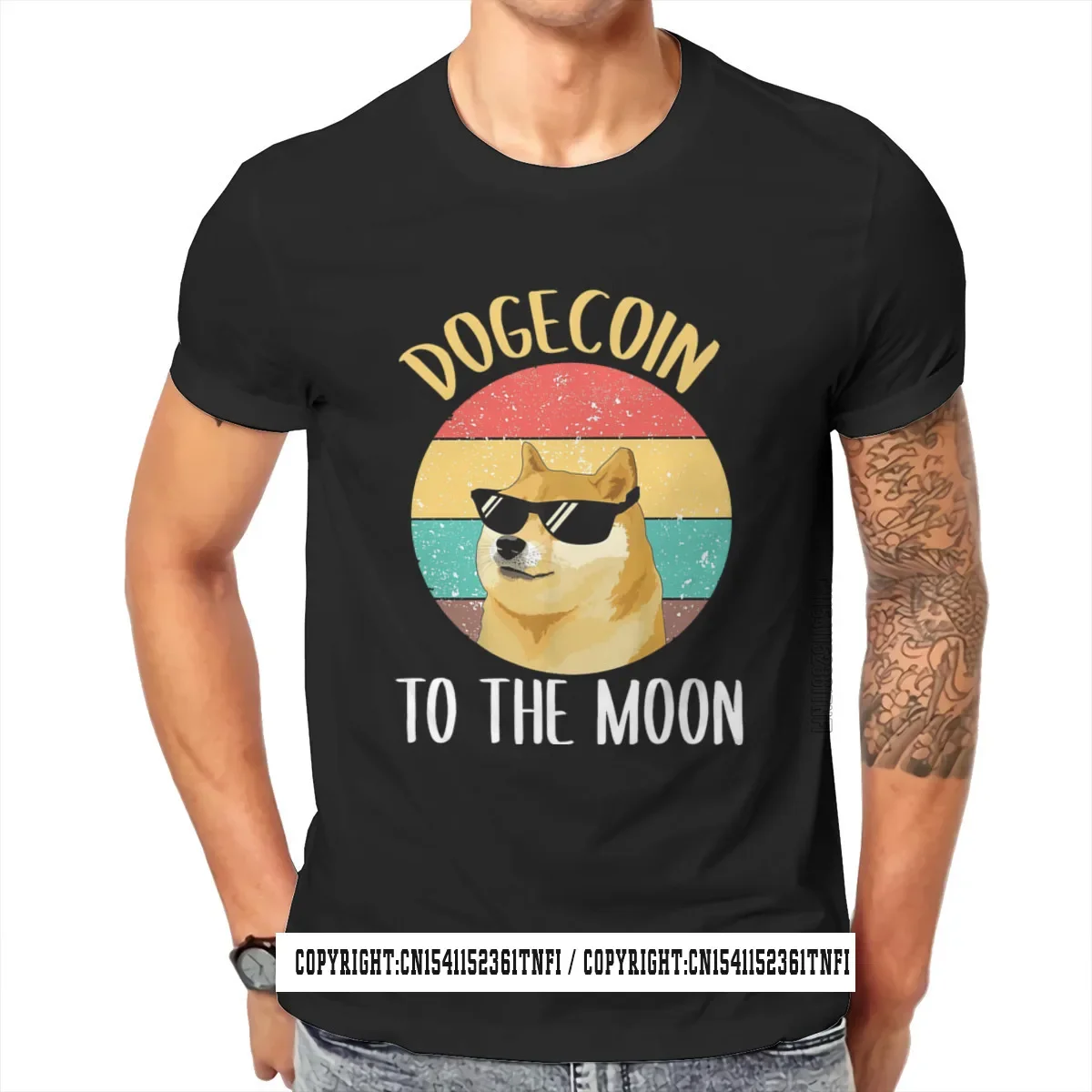 Bitcoin Cryptocurrency Art Dogecoin To The Moon Crypto Coin Tshirt Men's Tops Plus Size 100% Cotton O Neck T Shirt