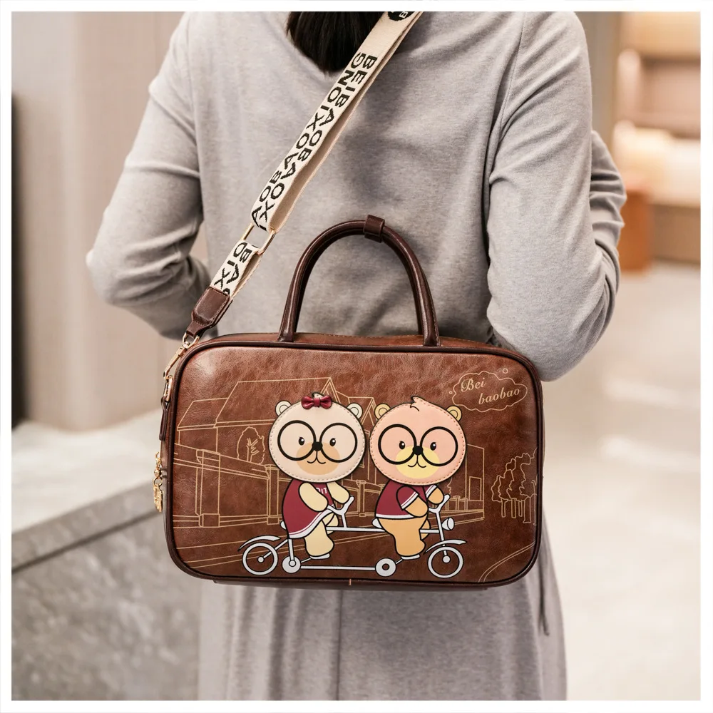 

Beibaobao 2025 New Single Shoulder Crossbody Bag Large Capacity Color Contrasting Leisure Commuting Boston Bag Women's Bag