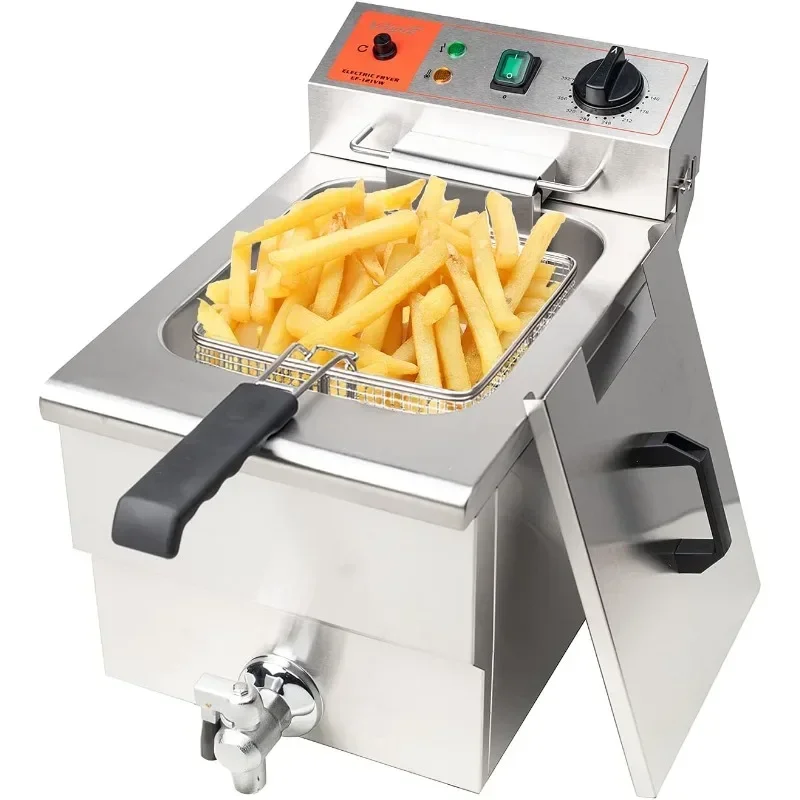 

Valgus Stainless Steel Electric Deep Fryer 12L Large Capacity Countertop Kitchen Frying Machine with Basket & Lid, Drain System