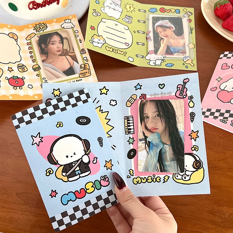 5PCS Fashion Cute Kpop 3-inch Photo Card Back Card Foldable Card Holder Fix Decor Paper Board DIY Packing Material