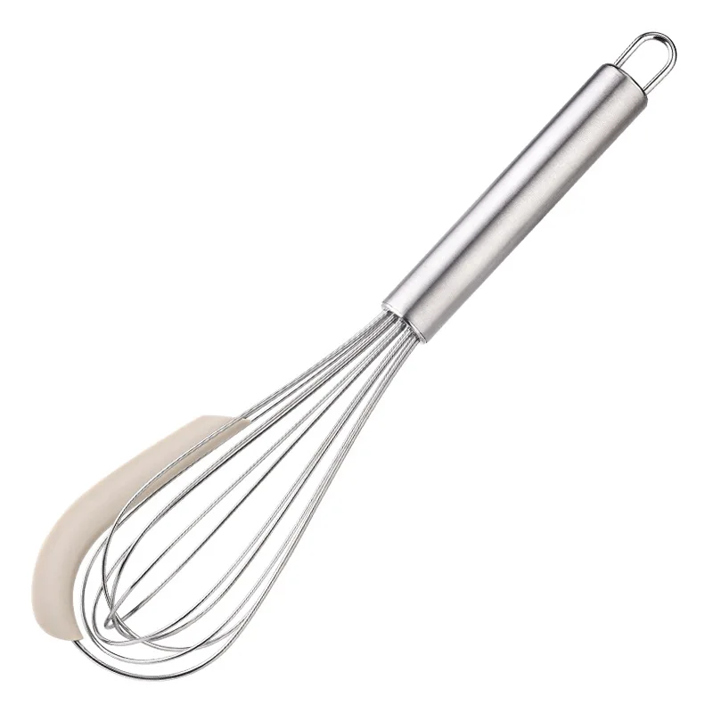Advanced stainless steel manual egg beater with 6-wire mixer suitable for kitchen mixing and baking -8-10-12 inches