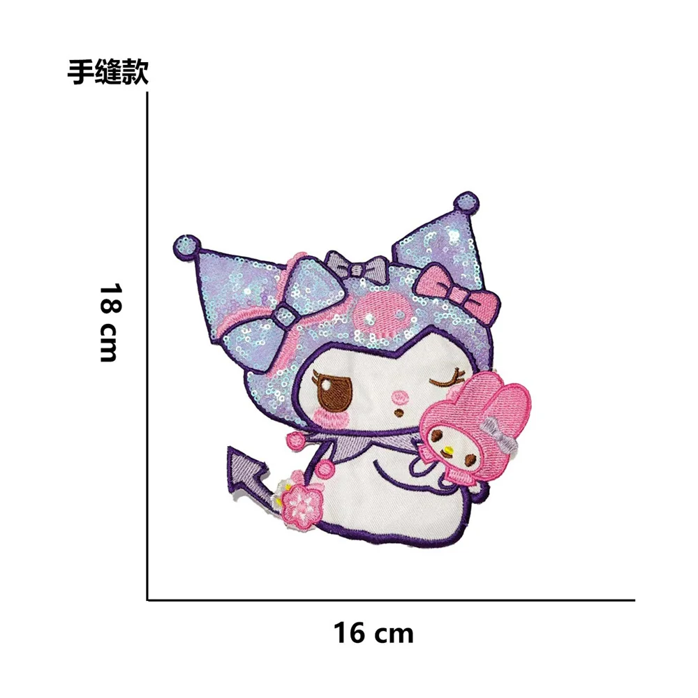 Kawaii Anime Cinnamoroll My Melody Kuromi Ironing Cloth Embroidered Patch T-shirt Jeans Back pack Sewing Fabric Patch ﻿