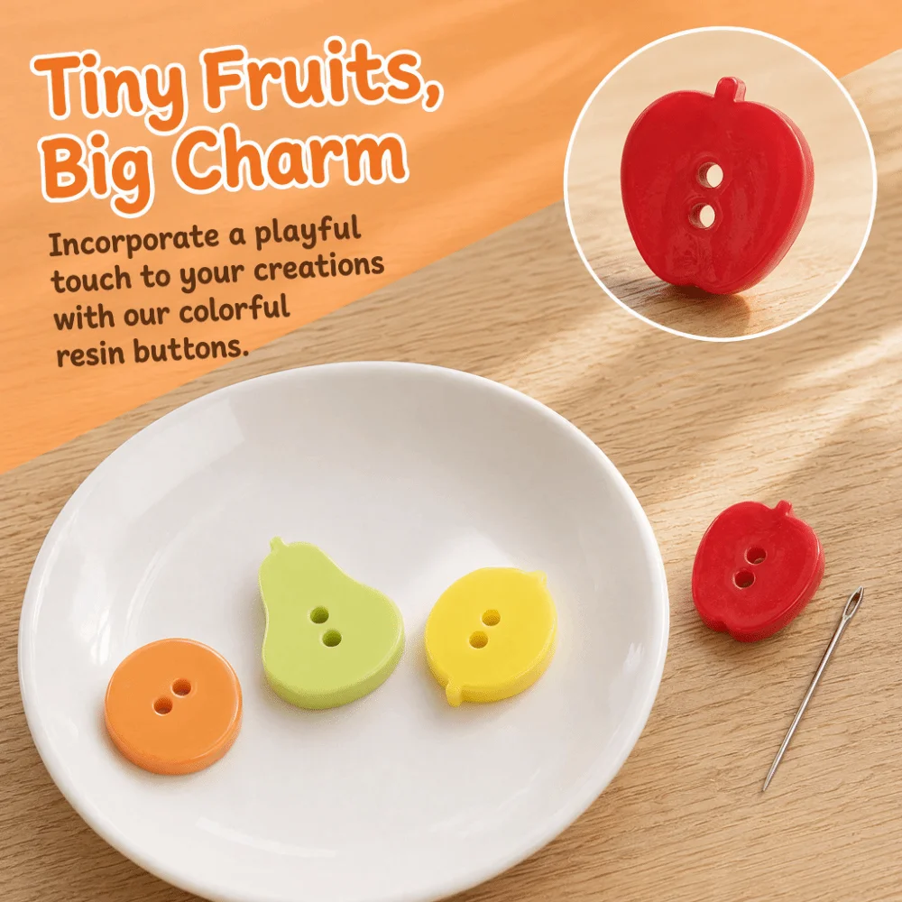 40pcs Mini Peach Colored Fruits Buttons 2 Holes Creative Mango Buttons Resin Cute Orange Buttons Cardigan Sweater