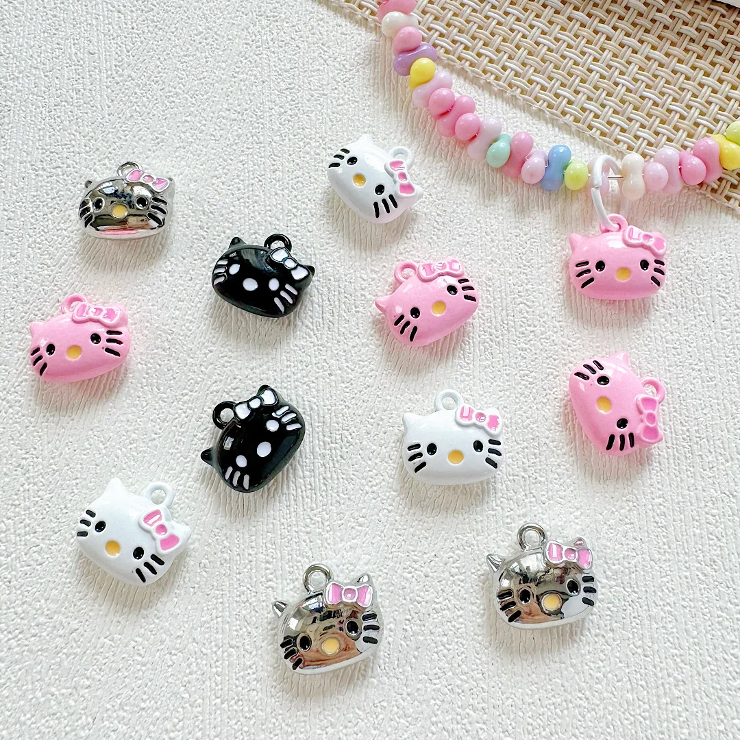 Cute Style Hello Kitty KT Cat Paint Alloy Pendant DIY Mobile Phone Chain Necklace Pendant Hairpin Jewelry Accessories