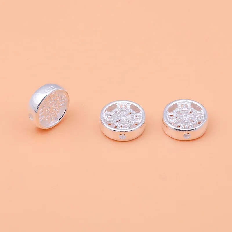 ทำด้วยมือ Diy วัสดุลูกปัดสร้อยข้อมือเครื่องประดับ S925เงินย้อนยุคข้ามรอบ Spacer สายคล้องแว่นตาลูกปัด