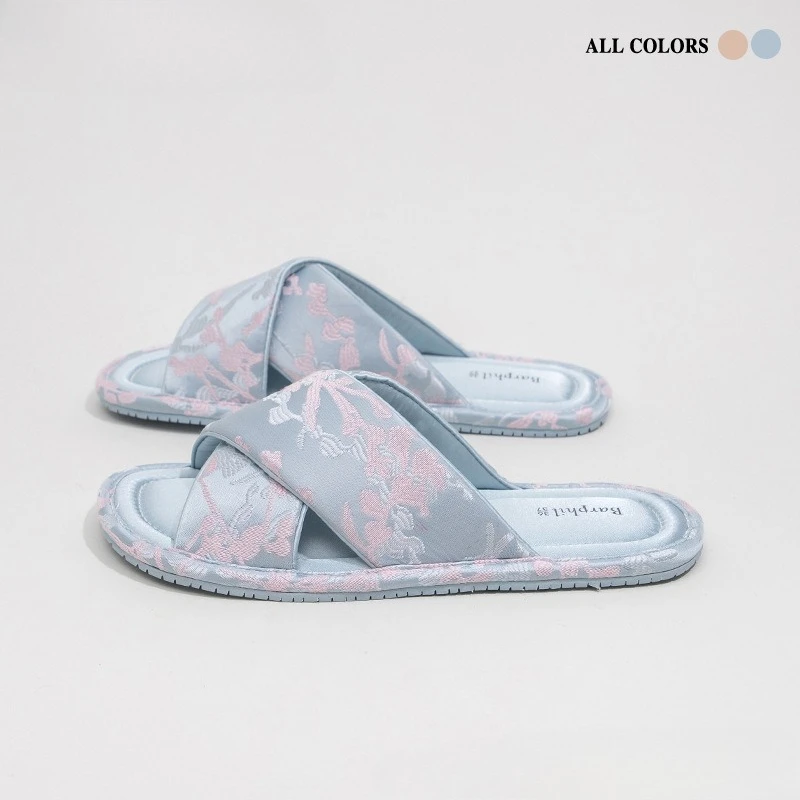 

Женские тканевые тапочки для дома, оптовая продажа, высококачественные нескользящие свадебные домашние женские тапочки на плоской подошве с вышивкой