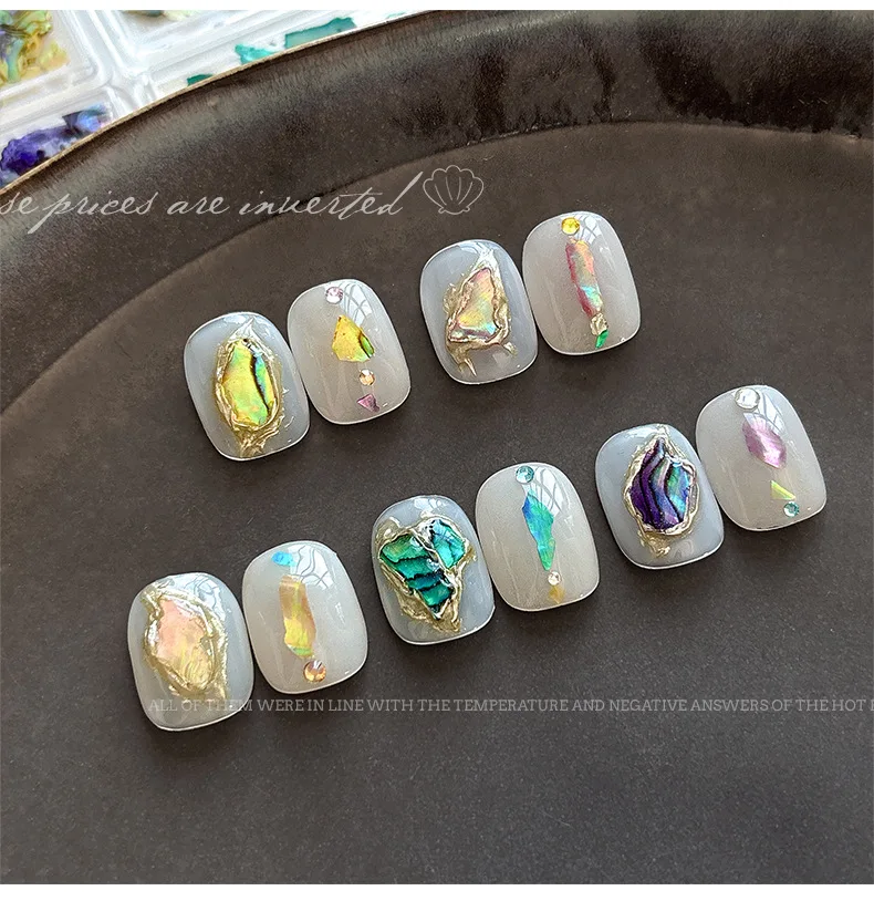 Ultra-Thin Shell Flakes for Nail Art –Irregular Iridescent Abalone Pieces, Natural Mother of Pearl Chips,DIY Manicure Decoration view 5