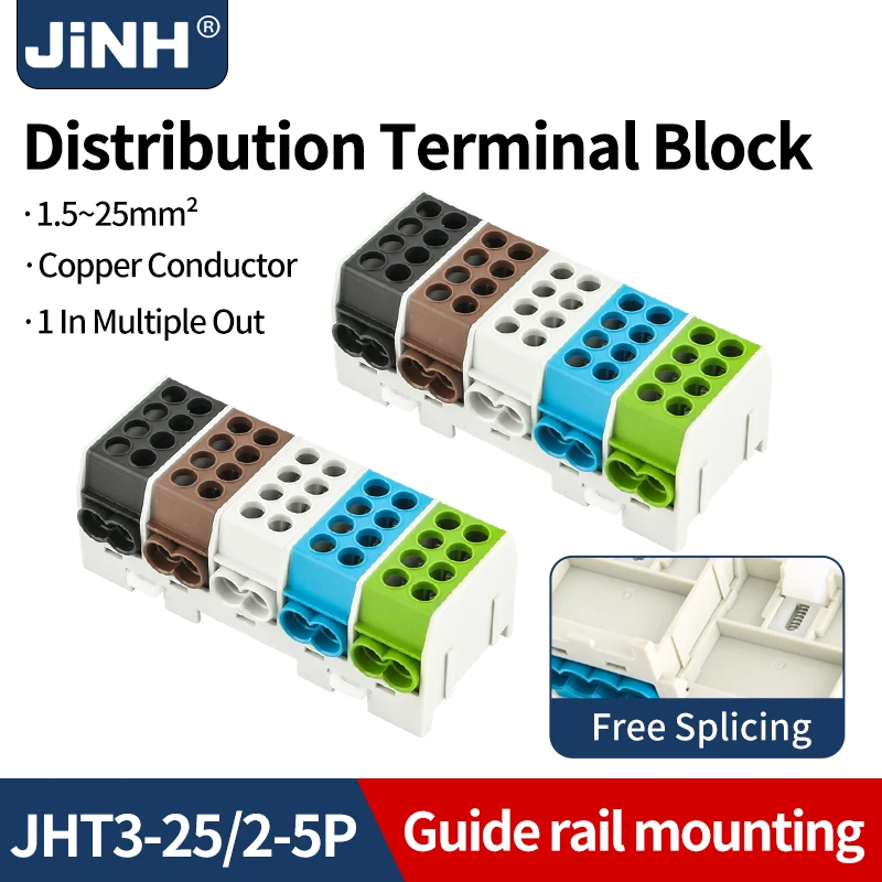 JINH JHT3 Honeycomb Power Splice Connection Box 25mm² Multi-Pole Screw Terminal Block Distribution Wire Connector