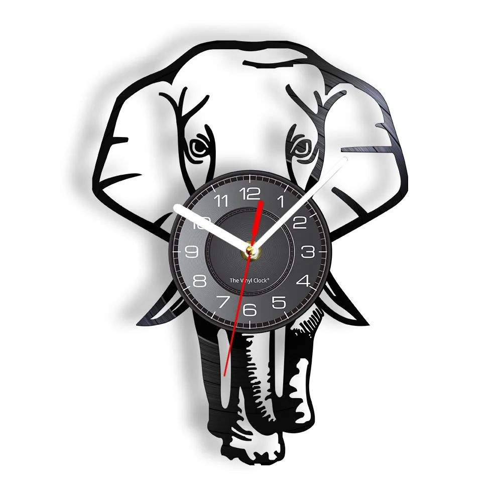 

Safari Animal Elephant Wall Art Wall Clock African Wildlife Animal Elephant Nursery Wall Decor Vintage Vinyl Record Wall Clock