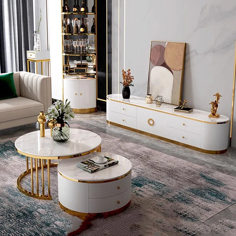 

Living Room Coffee Table Modern Nordic Round Korean Nordic Coffee Table Metal Set White Italian Golden Luxury Table Basse Desk