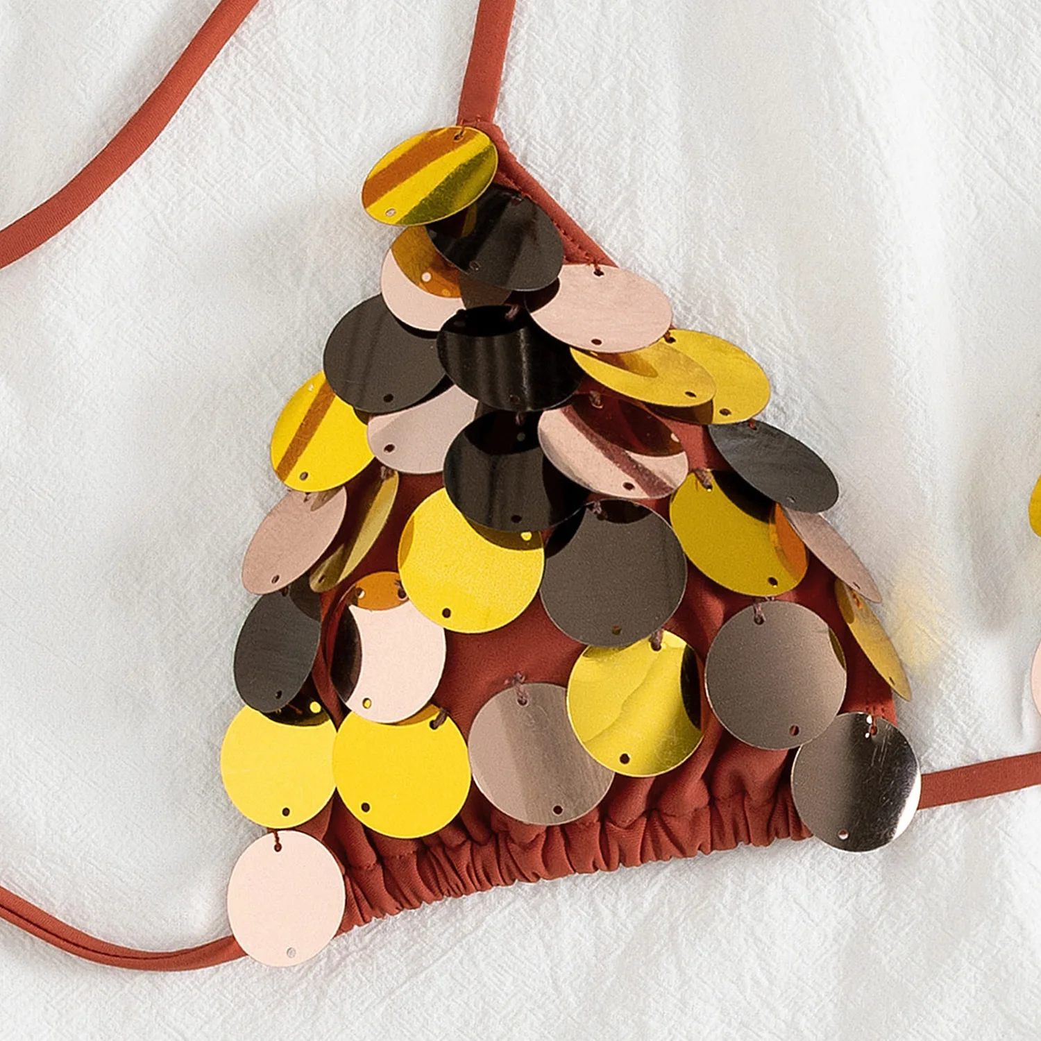 2025 nowe Bandeau Biquini seksowne bikini zestaw damski strój kąpielowy damskie stroje kąpielowe błyszczący guzik strój kąpielowy body wiązane na szyi stroje plażowe