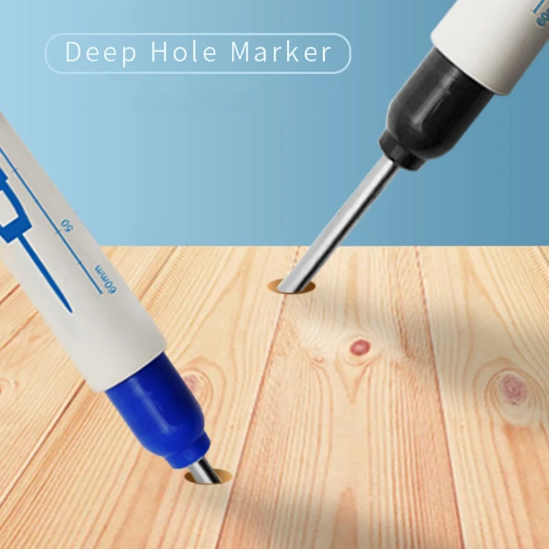 Deep Hole Marker Pen 30mm Long Tip Marker Pen Permanent Marker Black Blue Red for Rock Bathroom Carpentry Decoration