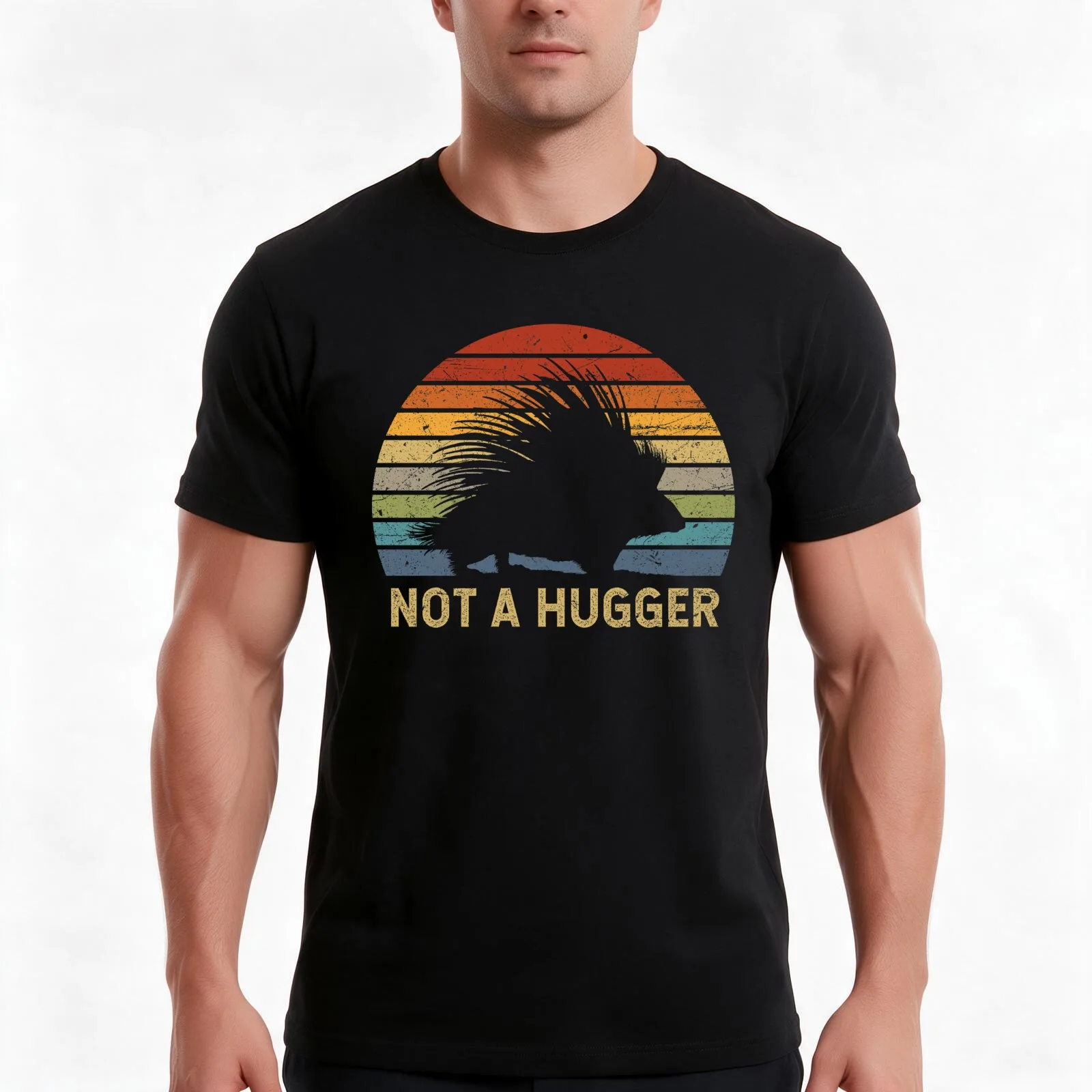 Not A Hugger Porcupine T-Shirt Summer Casual Cotton Tee Oversized Streetwear Tops Vintage Graphic Print Unisex Men Women