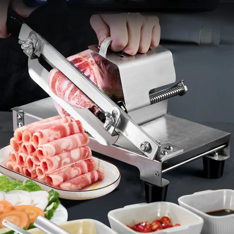 Kitchen Accessories 304 Stainless Steel Manual Meat Slicer Mutton Roll Slicer Commercial Meat Planing Beef Roll Slicer Artifact