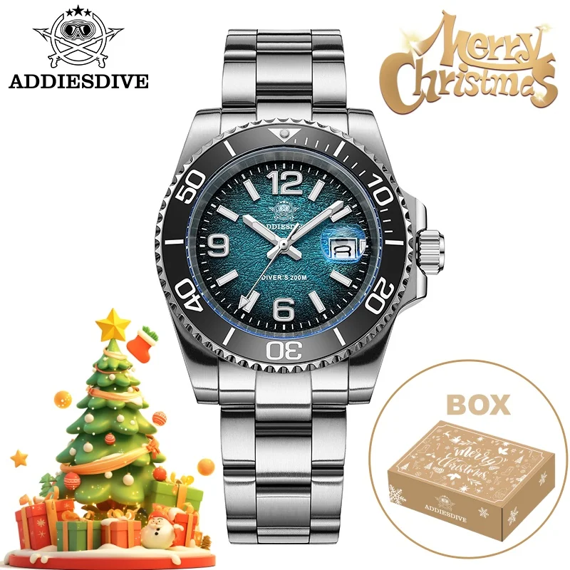 

ADDIESDIVE 41mm Men Diving Watch Christmas Gift AD2513 20Bar Waterproof BGW9 Super Luminous Reloj Hombre Quartz Men Watch