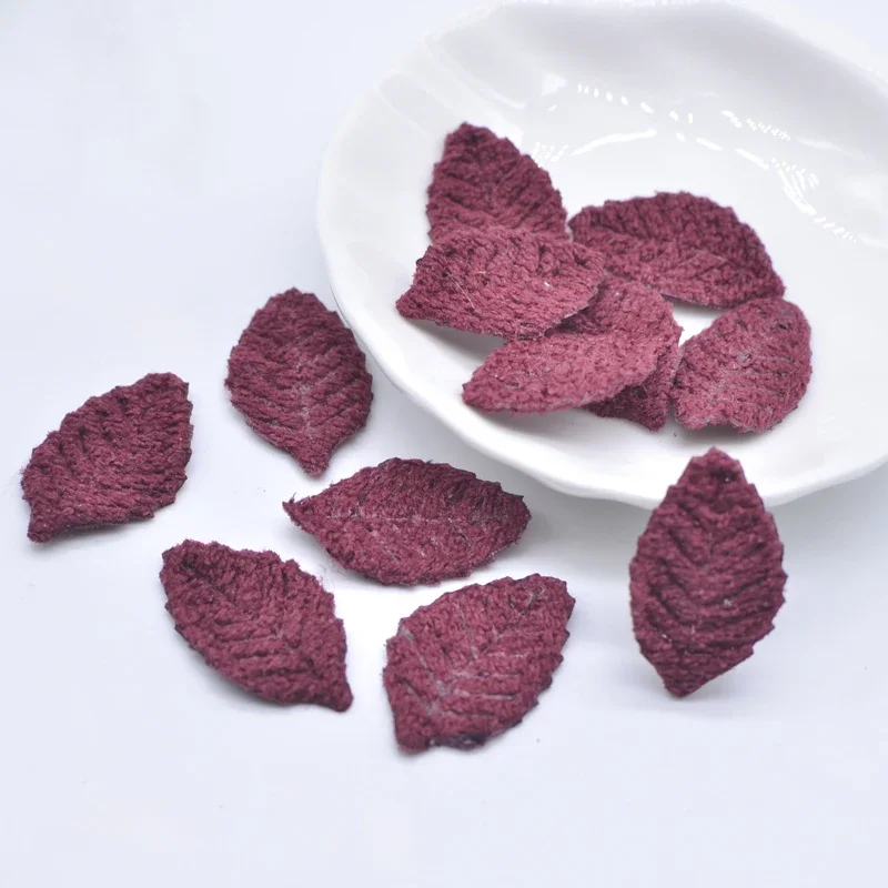 100 Stuks 18*27mm Wollen Blad Gewatteerde Bloem Applicaties voor kinderen Ambachten Hoofddeksels Accessoires DIY Haarspeldjes Earing decoratie