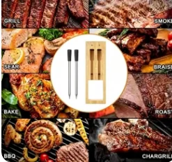 1 set, color: as shown in the picture, material: stainless steel BBQ probe wireless Bluetooth barbecue thermometer kitchen