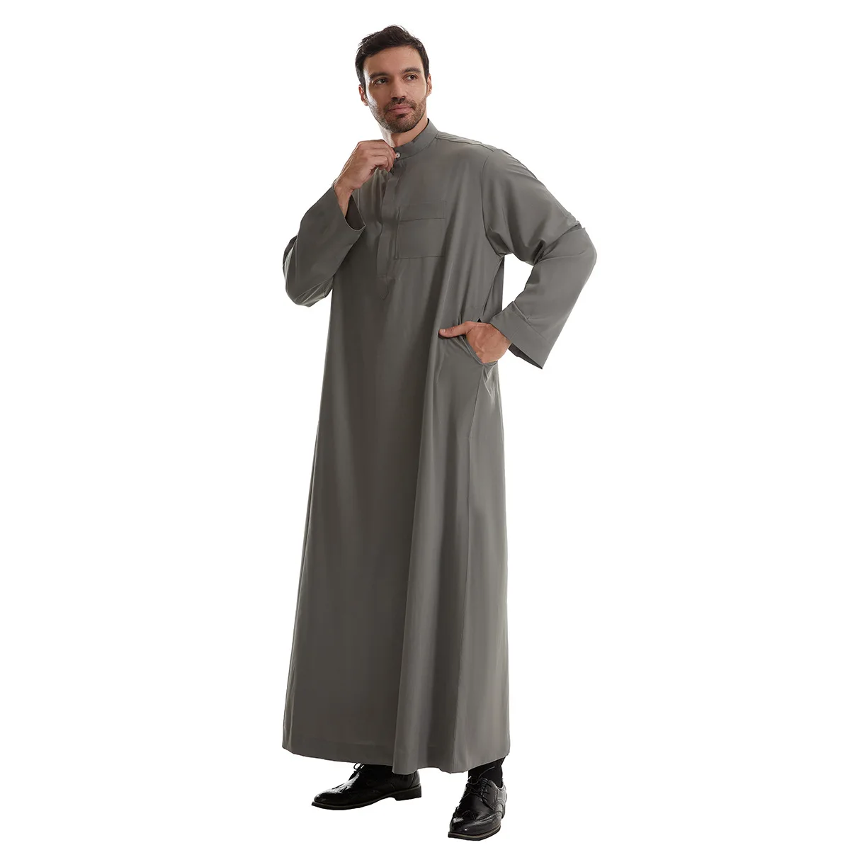 Muslim Abaya Gebet Kaftan Männer Kimono Dishdasha Türkei Arabisch Djellaba Islam Jubba Thobe Marokko Taschenrobe Ramadan Eid Abayas