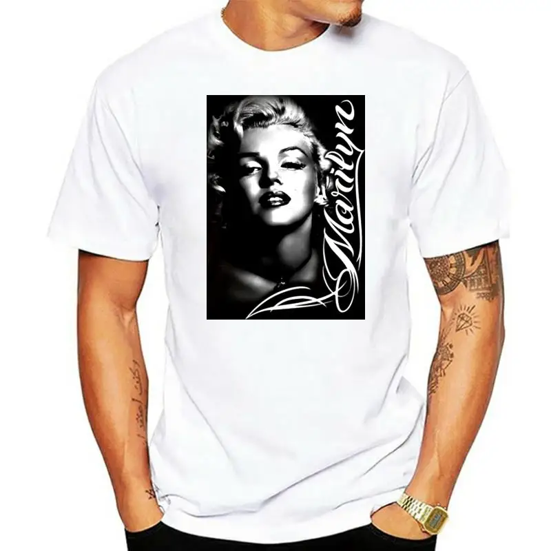 Summer 2022 Marilyn Monroe Face Signature Glamour Shot Pinup Oversized Print -Mens T-shirt Lil Uzi Vert Harajuku Men Tshirt