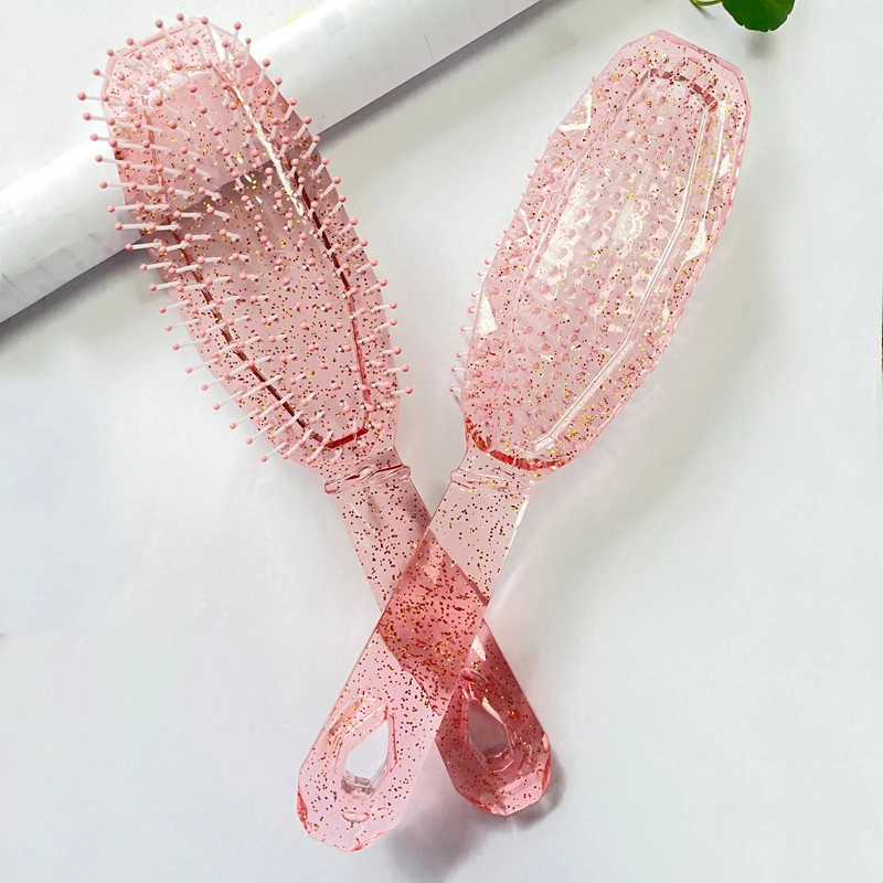 Pentes brilhantes transparentes para mulheres, cabelo scalp massagem pente, escova de dente larga, salão cabeleireiro styling ferramentas, presente meninas