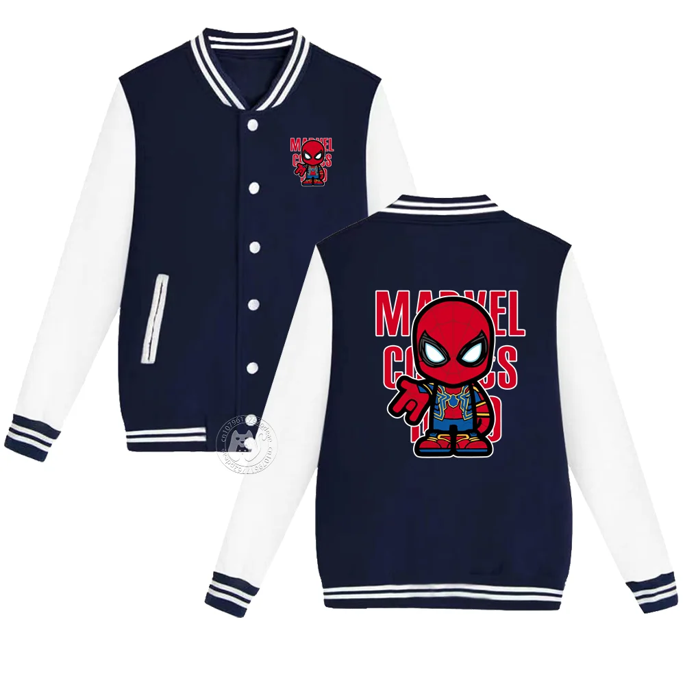 

Superhero Kids Spider-Man Alphabet printed Fall Winter Boys Girls Baseball Uniform Cardigan Jacket ages 2-14 thickened thermal j