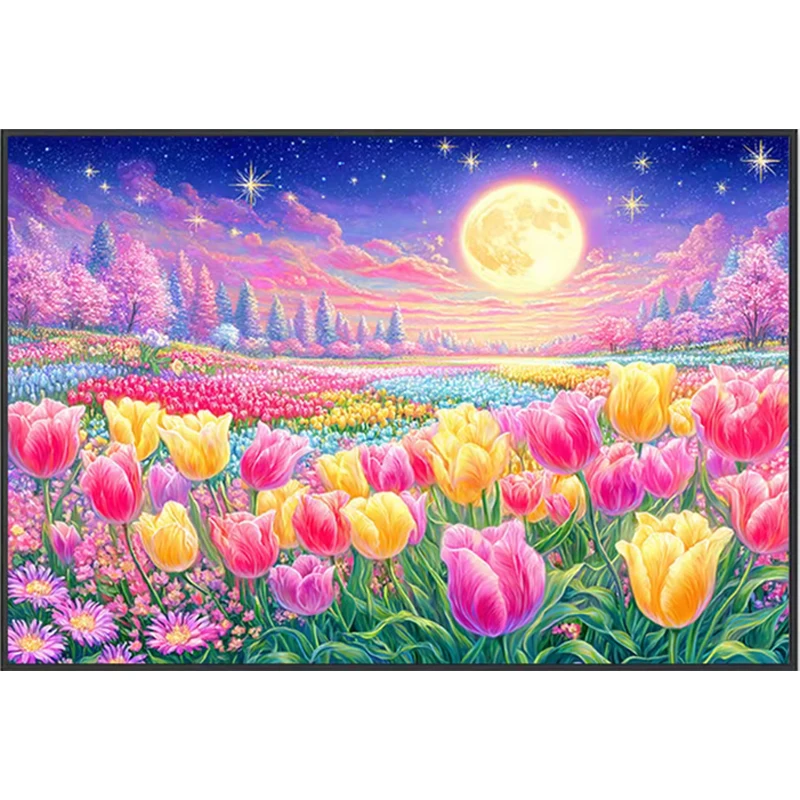 

9ct 65X85cm тюльпаны предварительно напечатанный набор для вышивки крестом DIY набор для вышивания ремесленная нить игла поделки