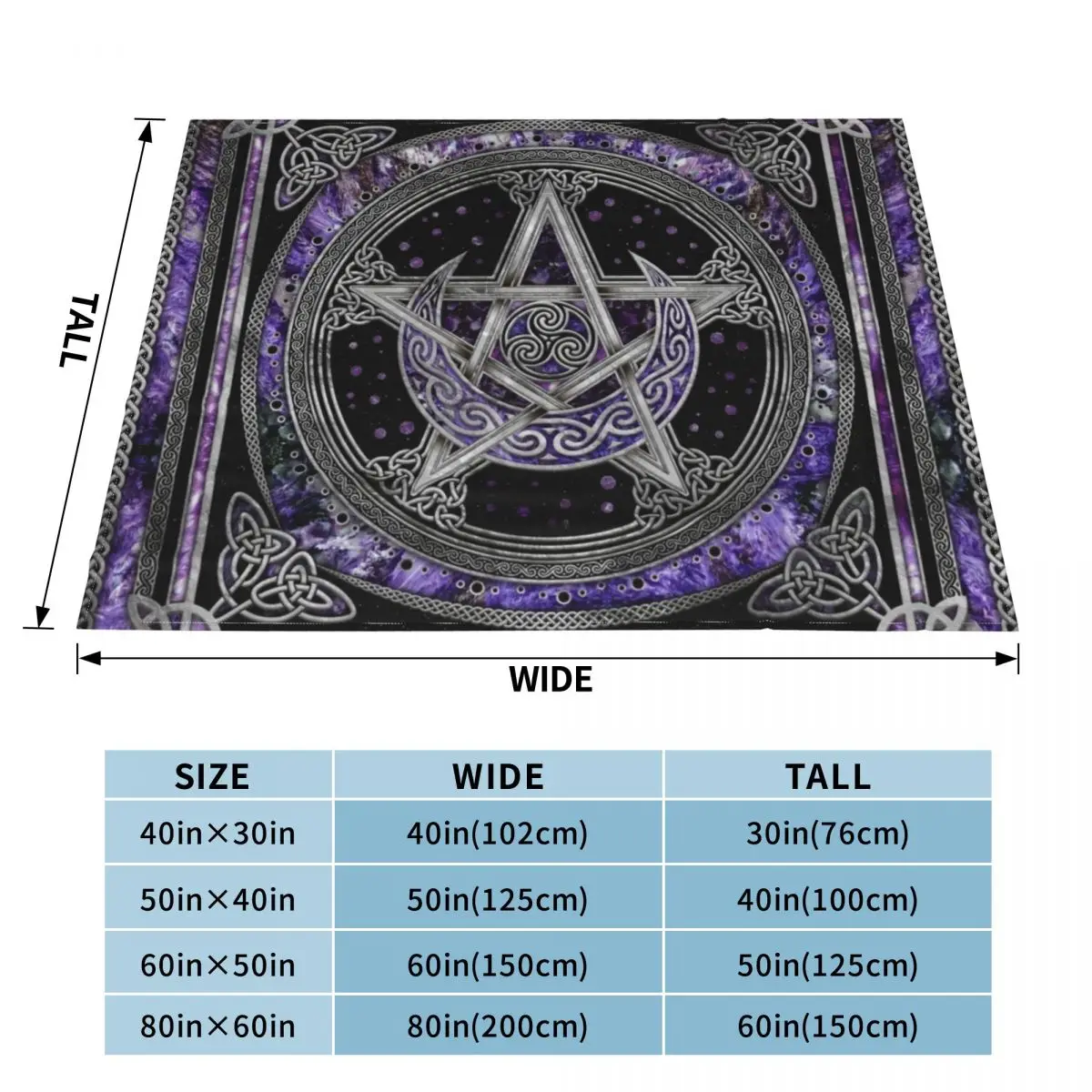 Pentagram Triskelion Amethyst Moon Throw Blanket Luxury Thicken Custom Blankets