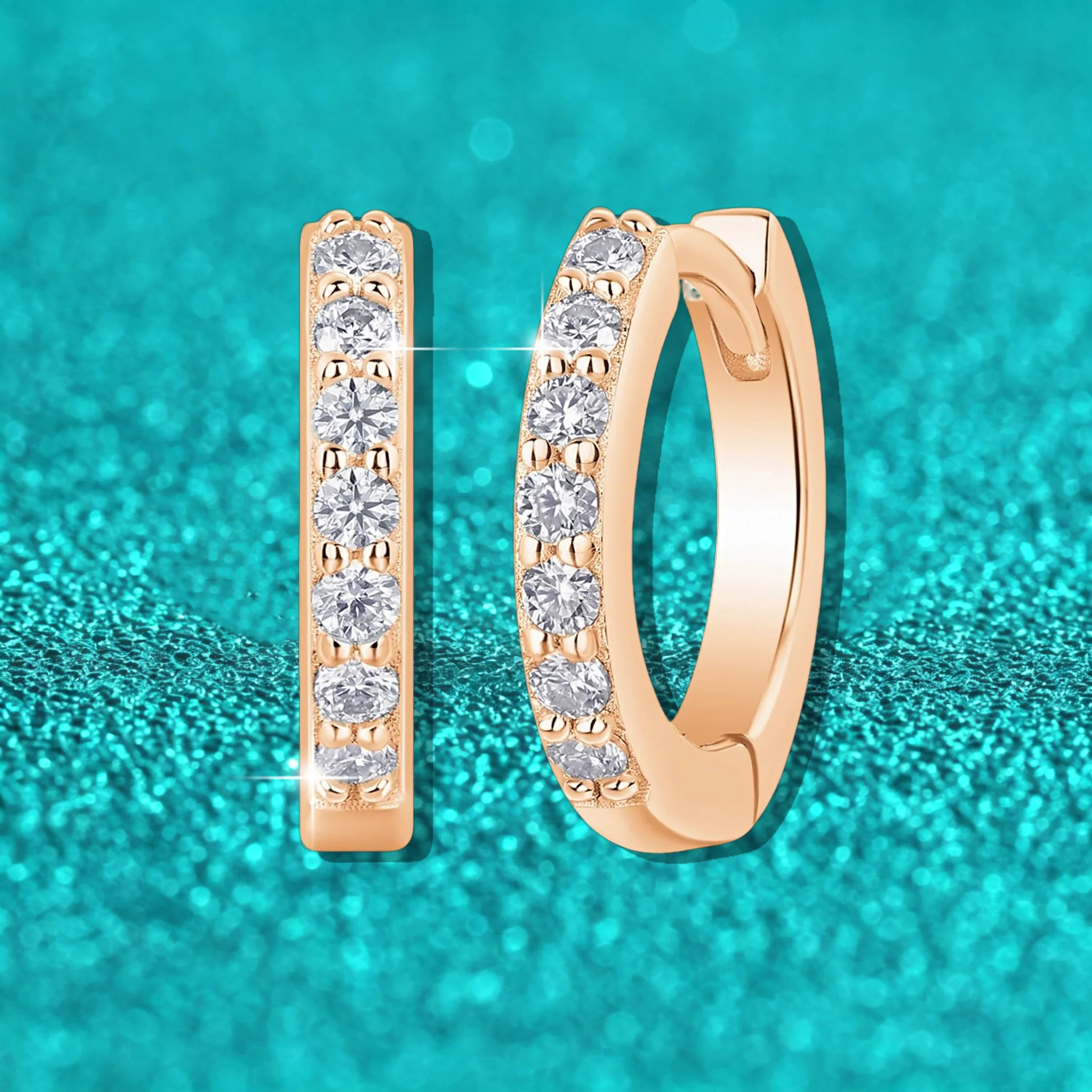 

Ts 925 Sterling Silver Round Moissanite Stud Earrings for Women Plated with 18K White Gold D Color Moissanite Drop Earrings