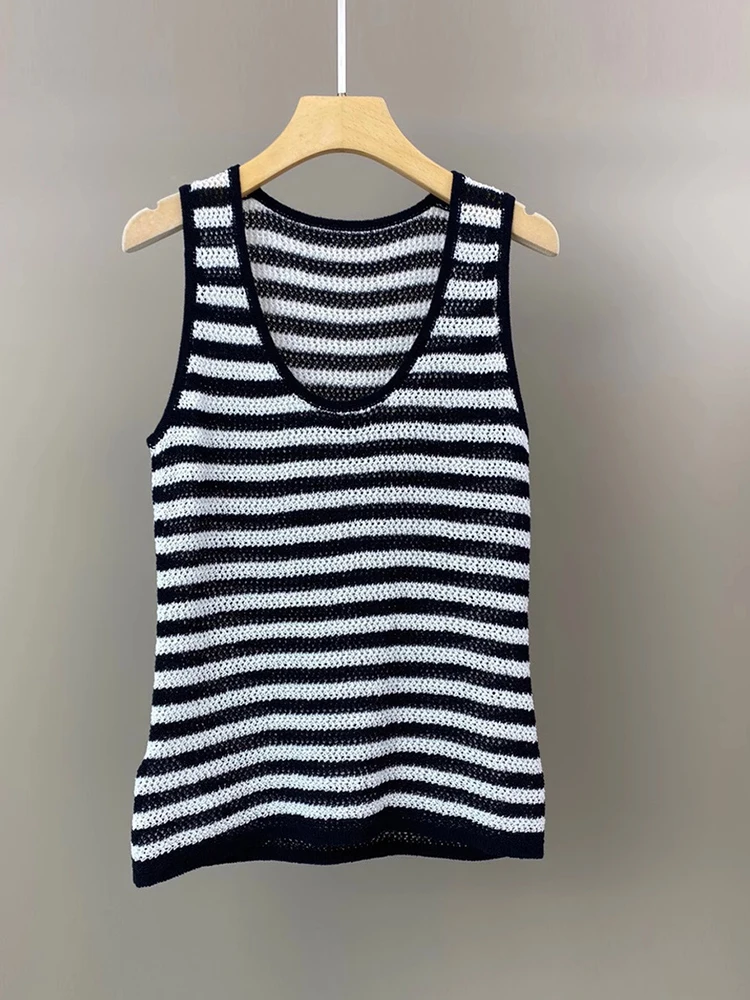 Faionable U-Ne الجوف خارج القطن الكتان Svel تانك الأعلى رقيقة الصيف أعلى للنساء تخفيف Sle فضفاضة تناسب طول منتظم