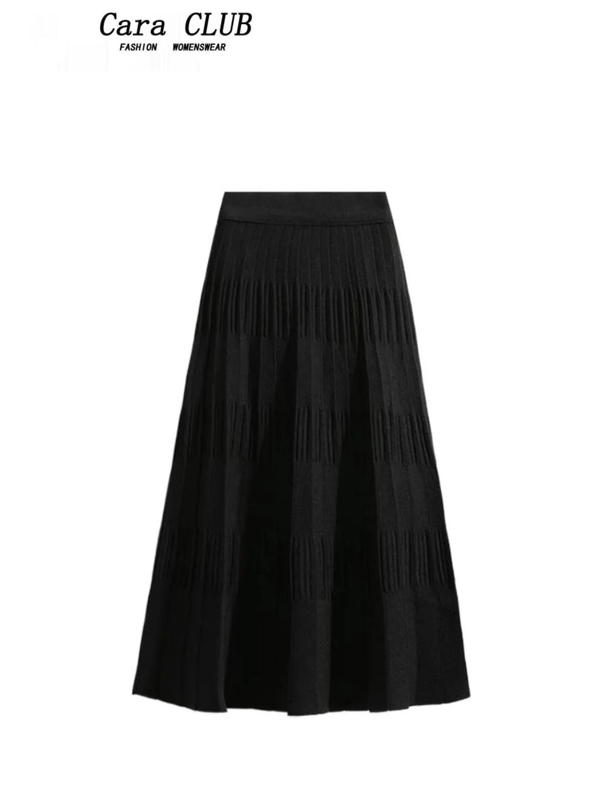 تنورة متوسطة الطول محبوكة عالية الخصر على شكل حرف A للنساء مقاس كبير كاجوال للتخسيس وموسم الخريف Faion مقاس كبير بطول f...