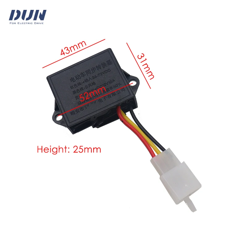 Universal 36V-72V to 12V 10A DC Converter for Lamp Light Speaker High Brake of Electric Scooter Motorcycle