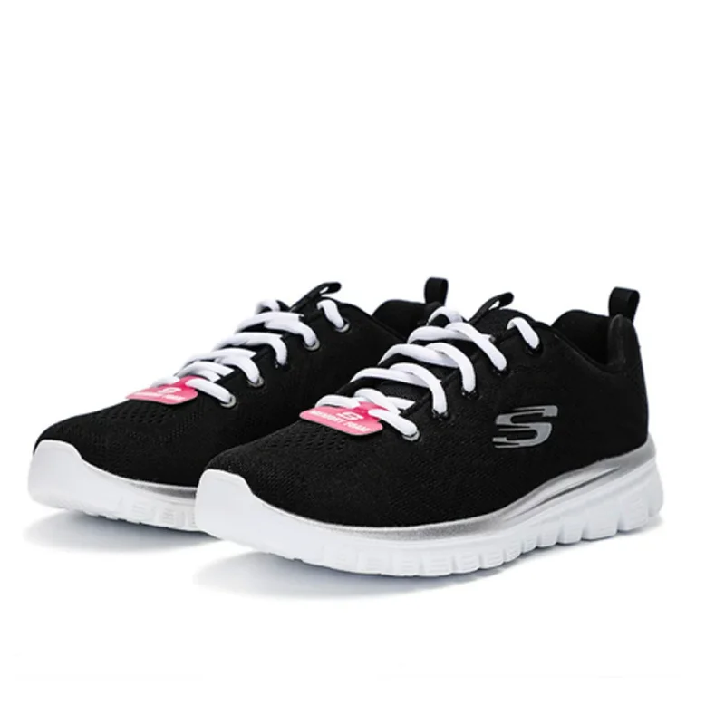 Genuine Skechers Women's Running Shoes, Lightweight Cushioned Walking Casual Sneakers 12615-BKW
