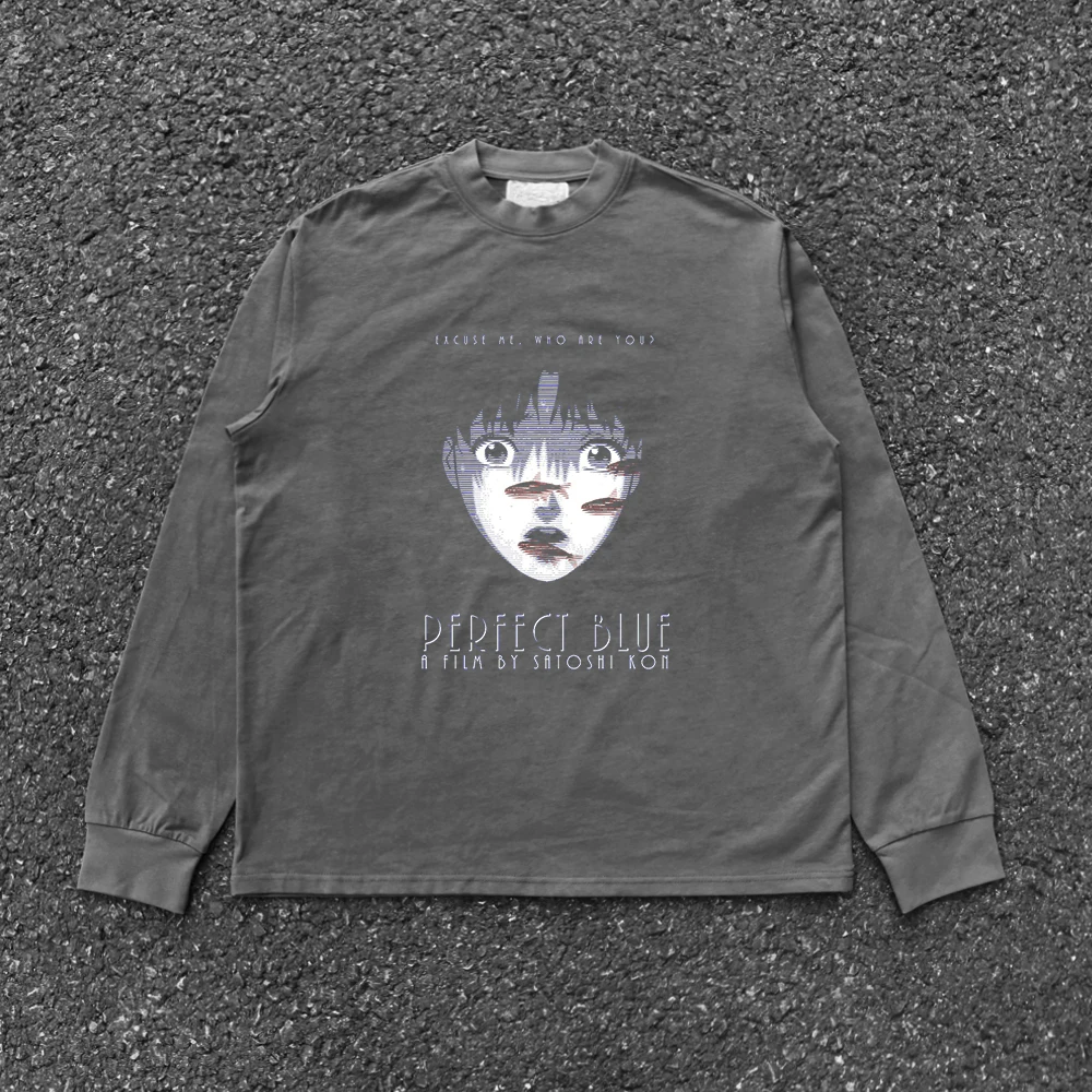 Wang Studio Heavyweight 260G Anime Long Sleeve T-Shirt Loose Fit Versatile Sporty Style Casual Wear for All Seasons