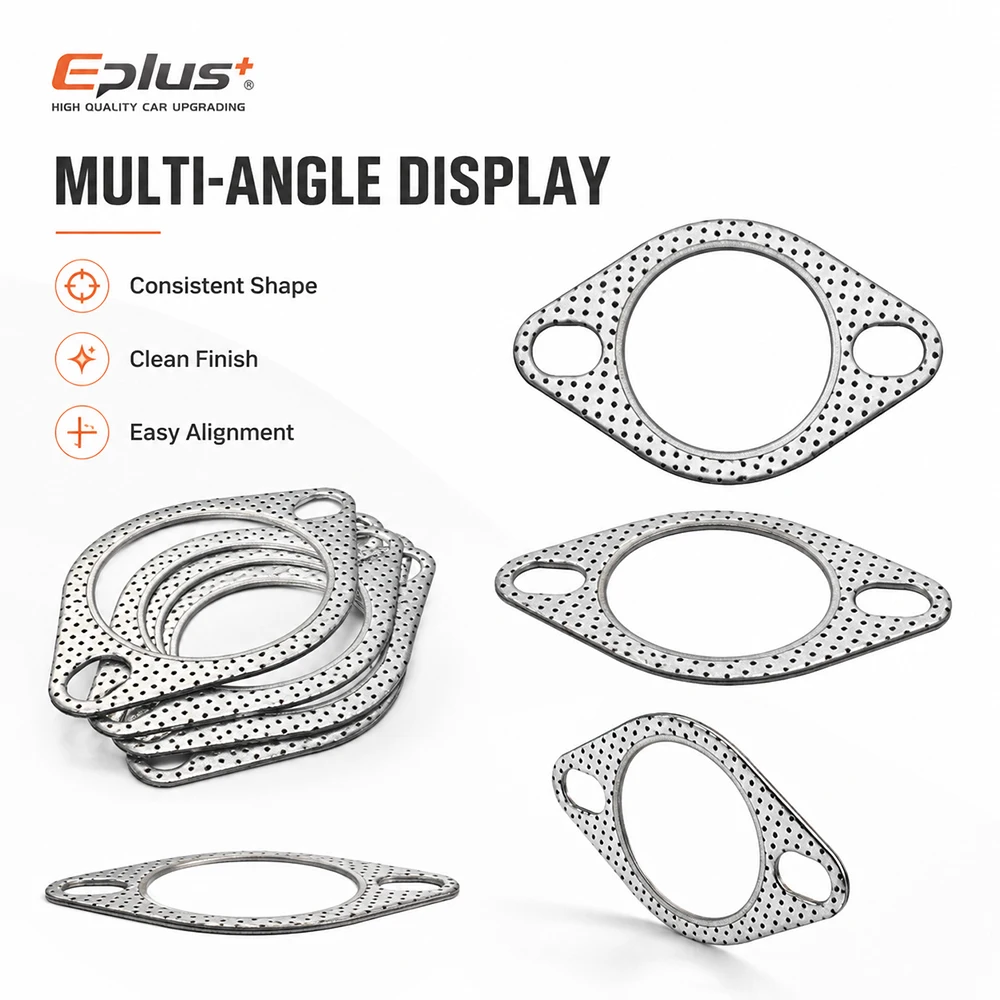 2 Bolt Exhaust Sealing Gasket High Temperature Composite Exhaust Pipe Flange Seal Pad for Car Motorcycle Muffler Downpipe view 4