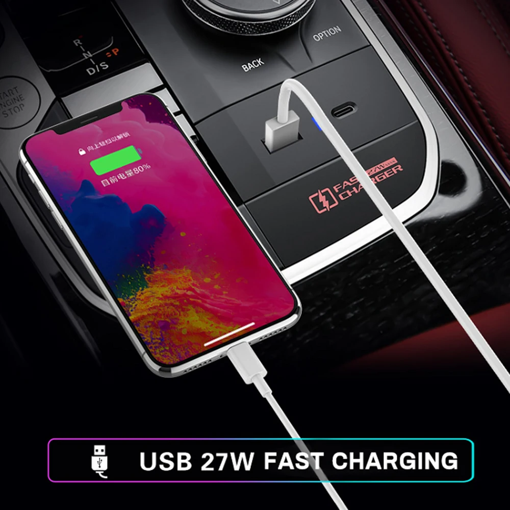 

27W usb c charging ports fast charge for BMW G42 G20 G21 G22 G23 G26 G28 I3 I4 M2 M3 M4 car charger adapter
