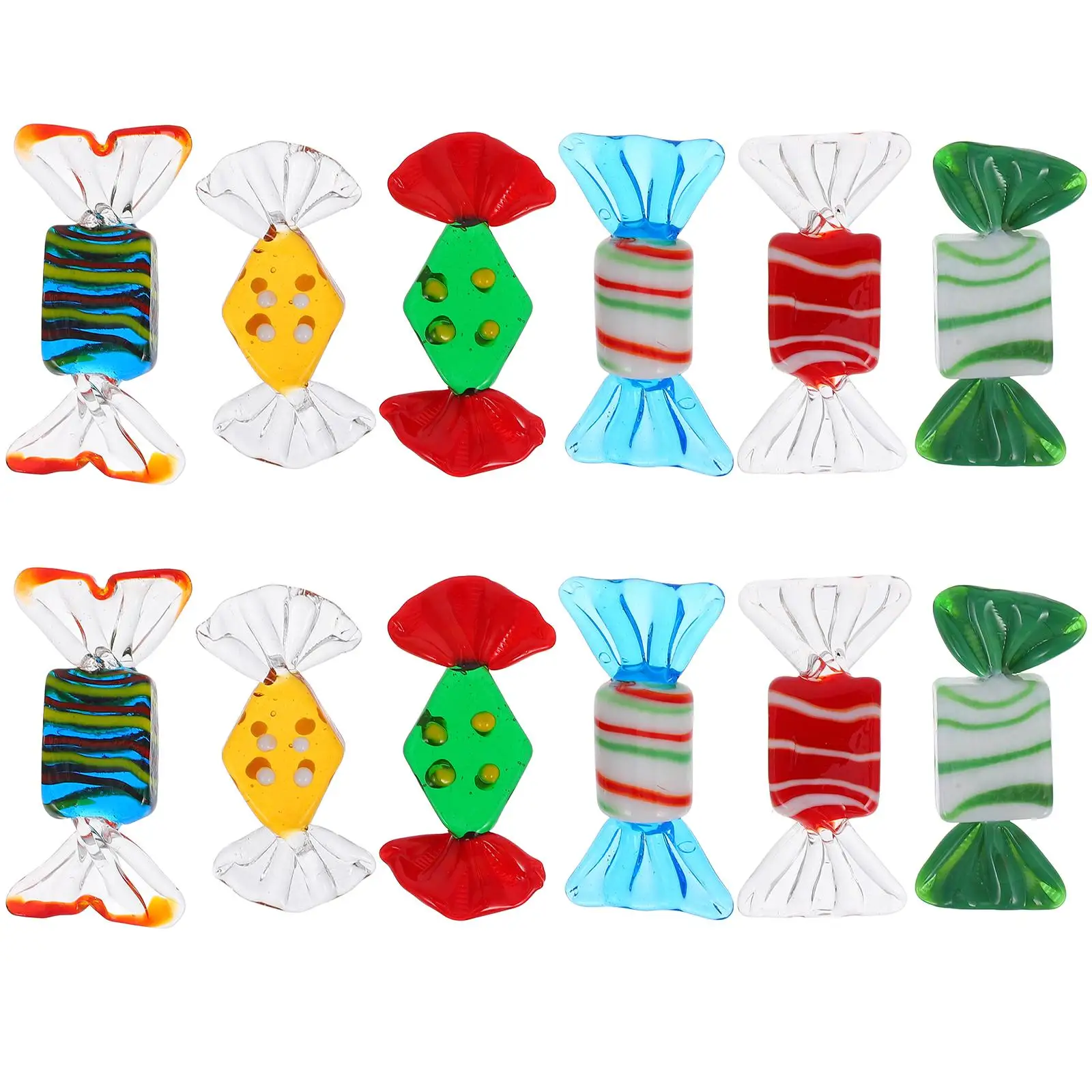 

12 Pcs Colorful Candy Ornaments Crafts Fake Glass Candies Wedding Decor Vase Creative Decoration Office Christmas Decorations