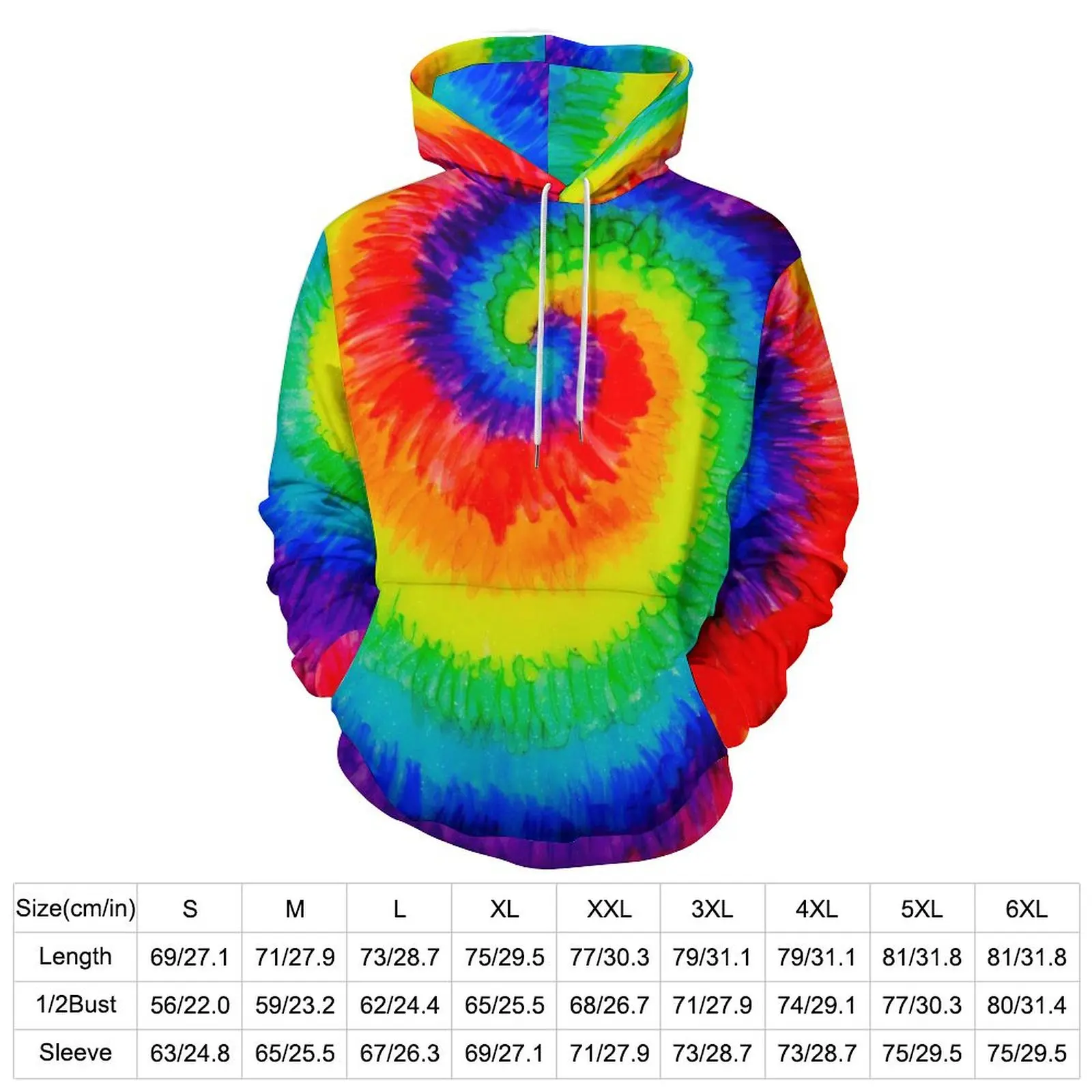 Rainbow Swirl Casual Hoodies Vintage Tie Dye Graphic Loose Hoodie Spring Long Sleeve Harajuku Oversized Hooded Sweatshirts