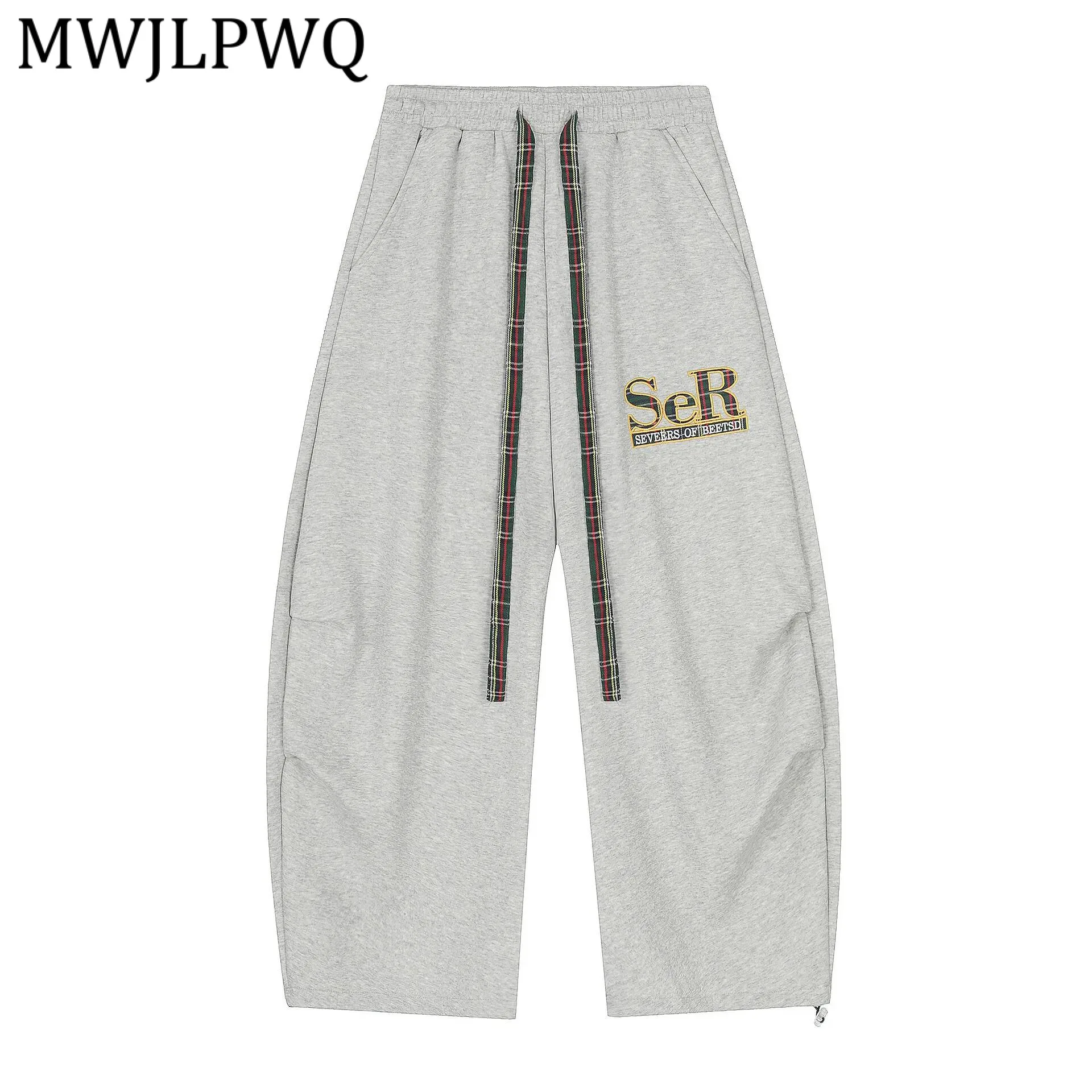 

MWJLPWQ American Retro Draped Machete Sweatpants Male Trendy Drawstring Unisex Loose Fit Wide-Leg Pants 2026 Spring New 21966