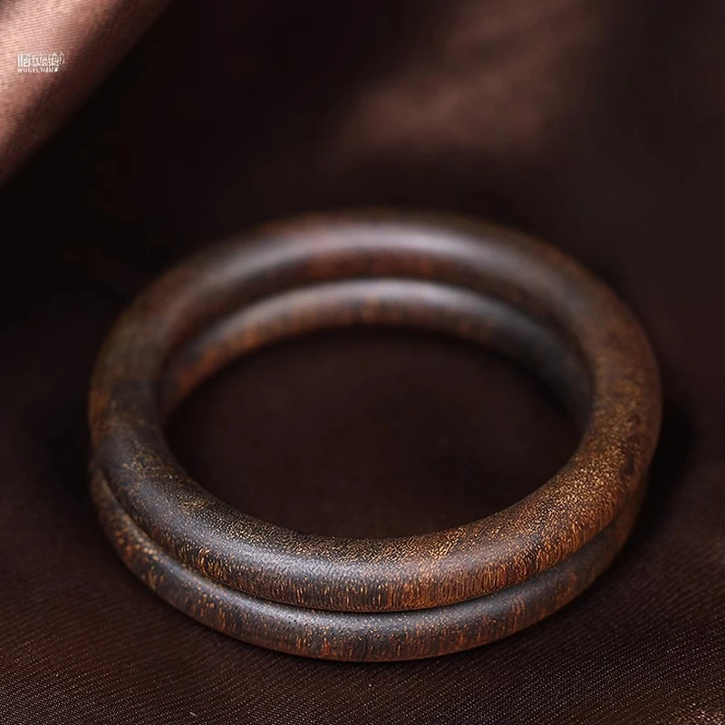 Pulsera de madera de agar para mujer, la misma pulsera de princesa de madera Nha Trang Qinan de Faye Wong, pulsera de madera de agar con tira redonda para mujer