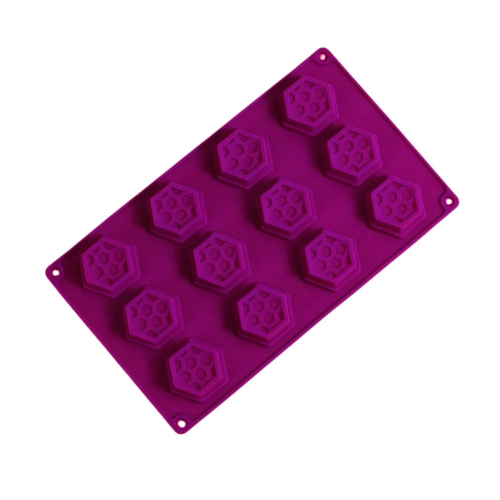 Hexagonal Honeycomb Silicone Bowl Cake Mold DIY Chocolate Candy Biscuit Mold 12 Holes Cheese Ice Cube Kitchen Baking Utensils