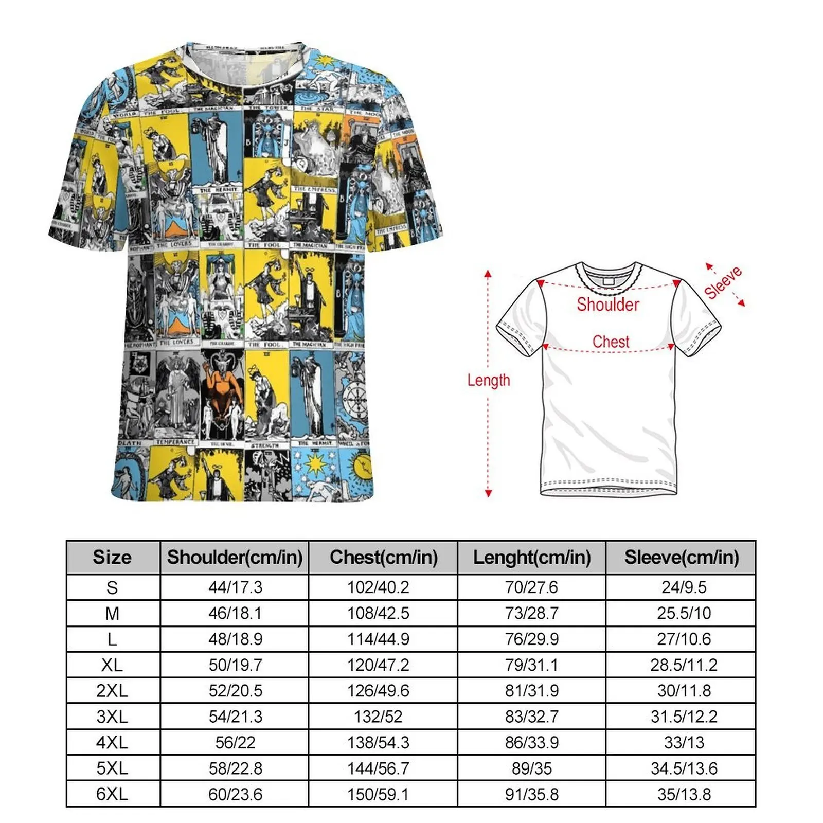 Tarot Print T Shirt A Major Arcana Harajuku T Shirts Male Casual Tee Shirt Premium Short-Sleeved Design Top Tees Large Size