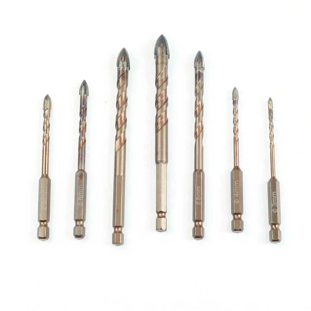 Cross Hex Tile Drill Bit Glass Ceramic Concrete Hole Saw Alloy Triangle Drill Bit Size 3/4/5/6/8/10/12mm