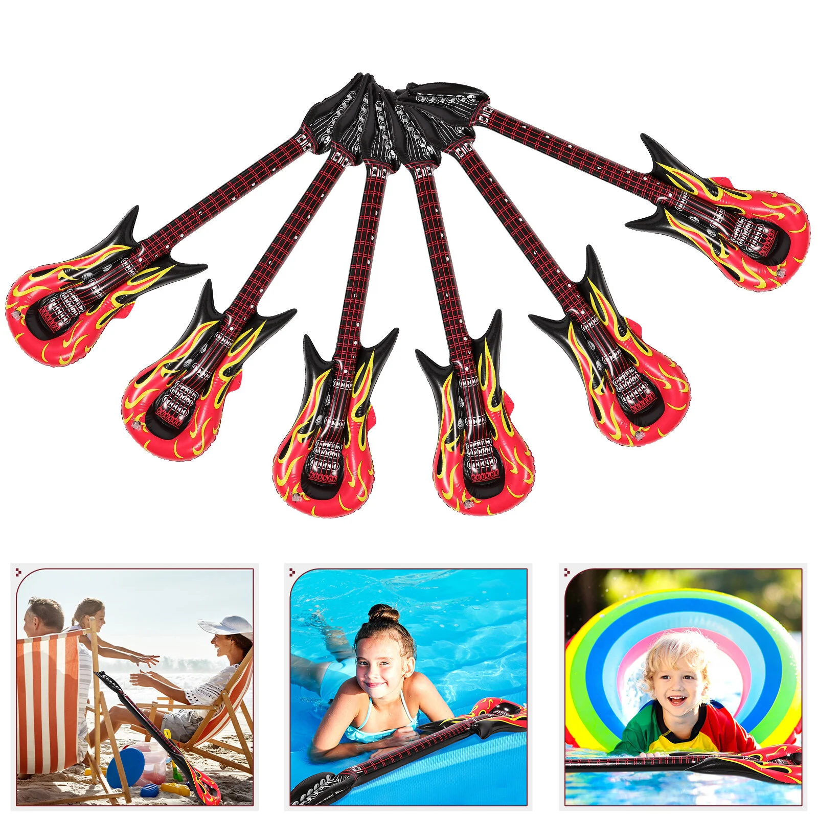 

4 Pcs Inflatable Guitar Blaze Toy Funny Blow Air Kids Supplies Interesting Pvc Party Props Instrument Child Portable Toys